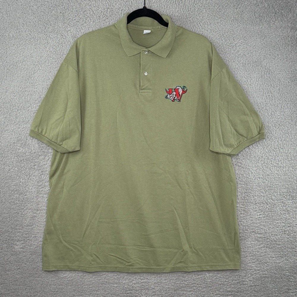 Vintage Winston Salem Warthogs Embroidered Polo Shirt 2XL XXL Green USA Made